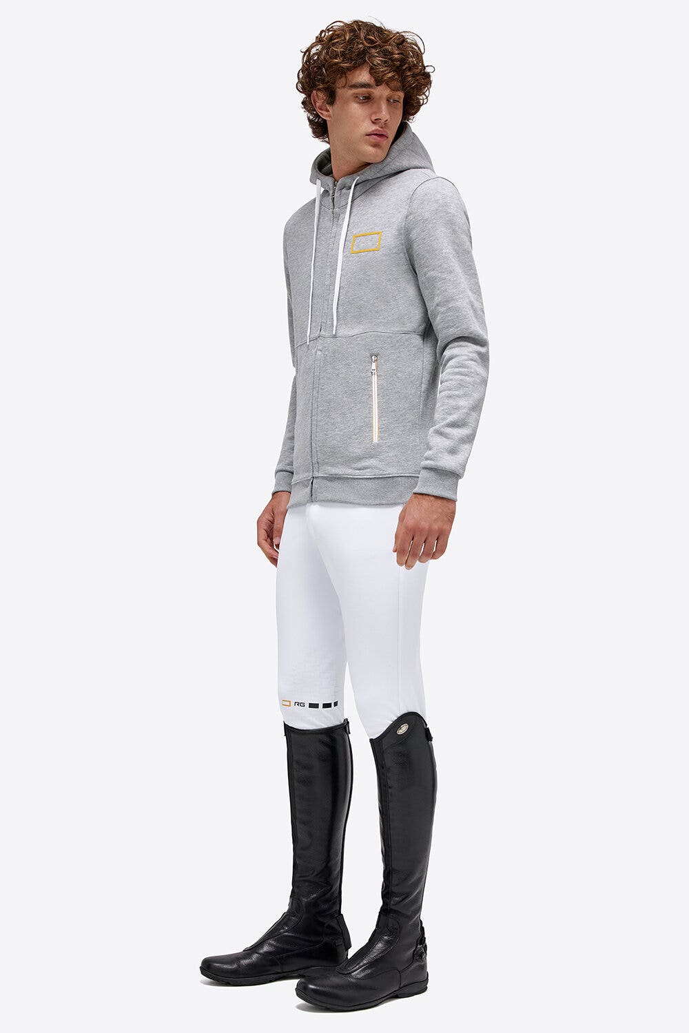 Rider's Gene RG Cotton Hooded Zip Sweatshirt STONE GREY-2