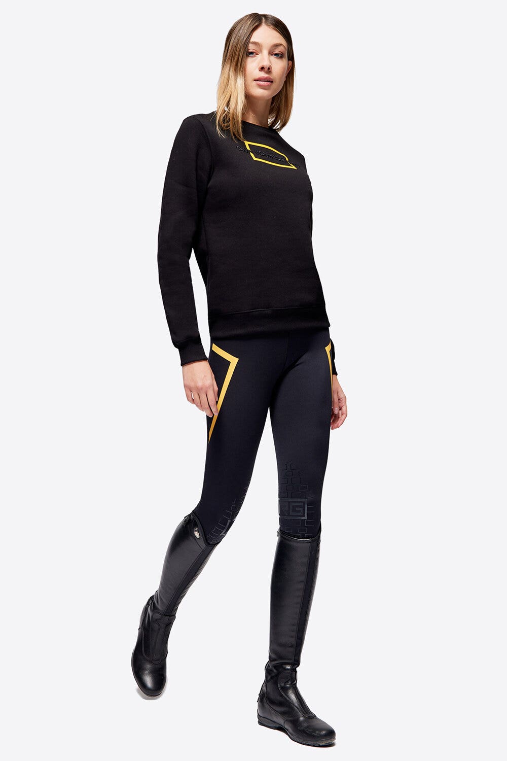 Rider's Gene Women's RG Cotton Crew Neck Sweatshirt BLACK-2