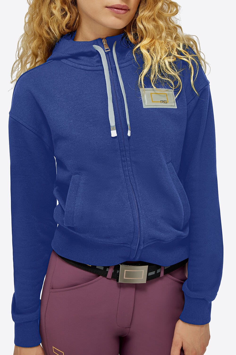 Rider's Gene Rider's Gene woman Cropped Hooded Zip Sweatshirt ROYAL BLUE-2