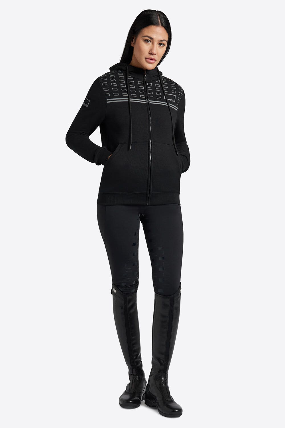 Rider's Gene Rider's Gene Women's Hooded Cotton Sweatshirt BLACK-1