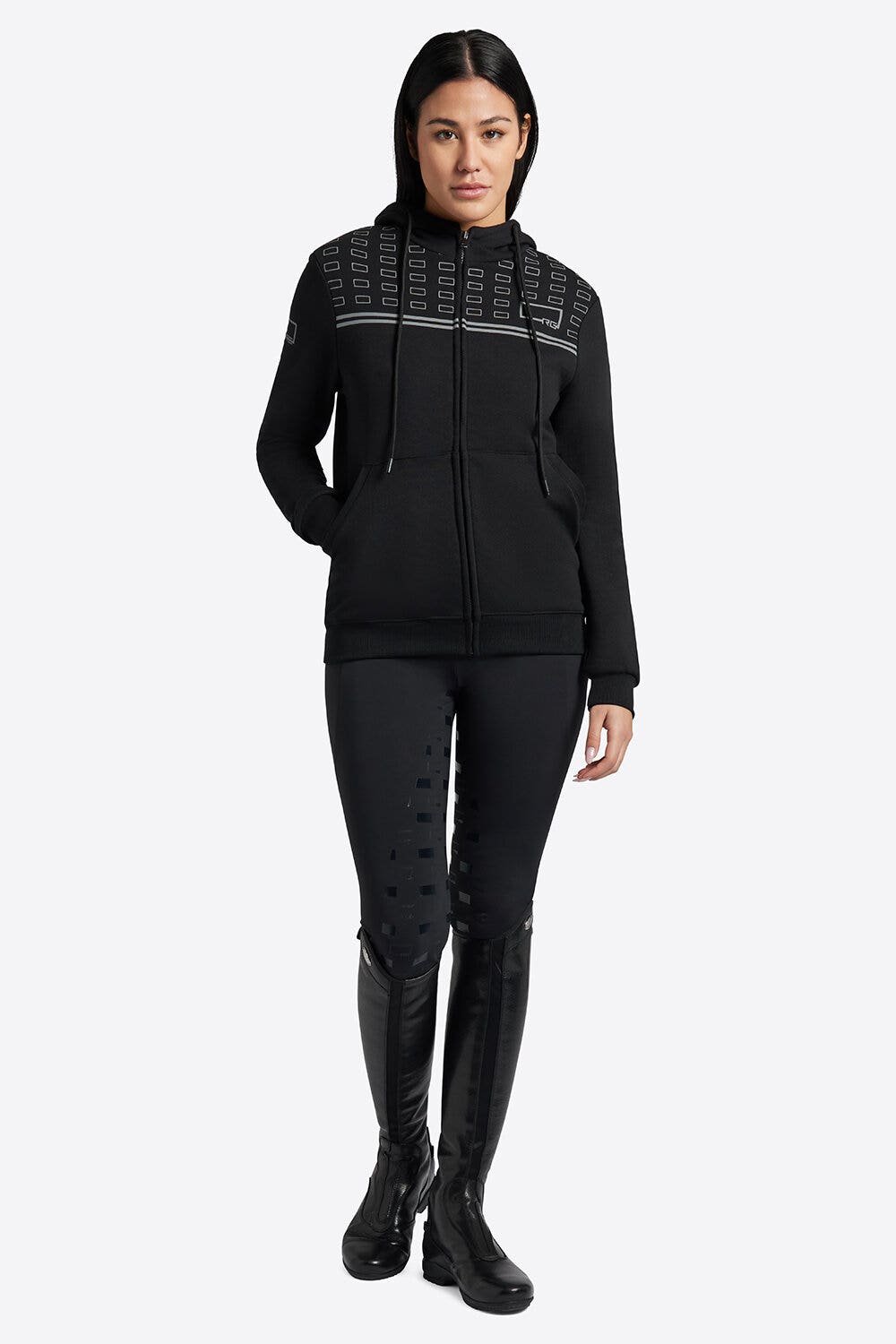 Rider's Gene Rider's Gene Women's Hooded Cotton Sweatshirt BLACK-2