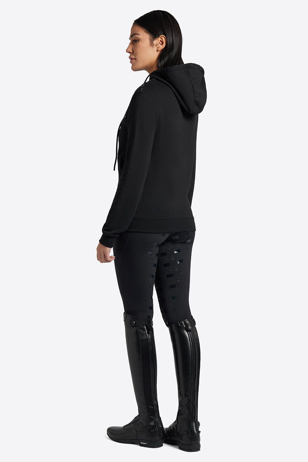 Rider's Gene Rider's Gene Women's Hooded Cotton Sweatshirt BLACK-3