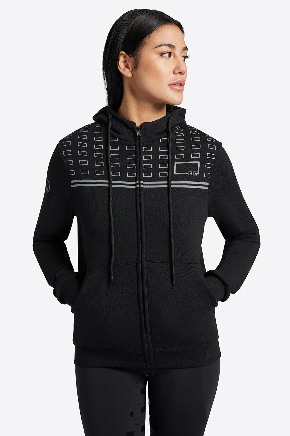 Rider's Gene Rider's Gene Women's Hooded Cotton Sweatshirt BLACK-4