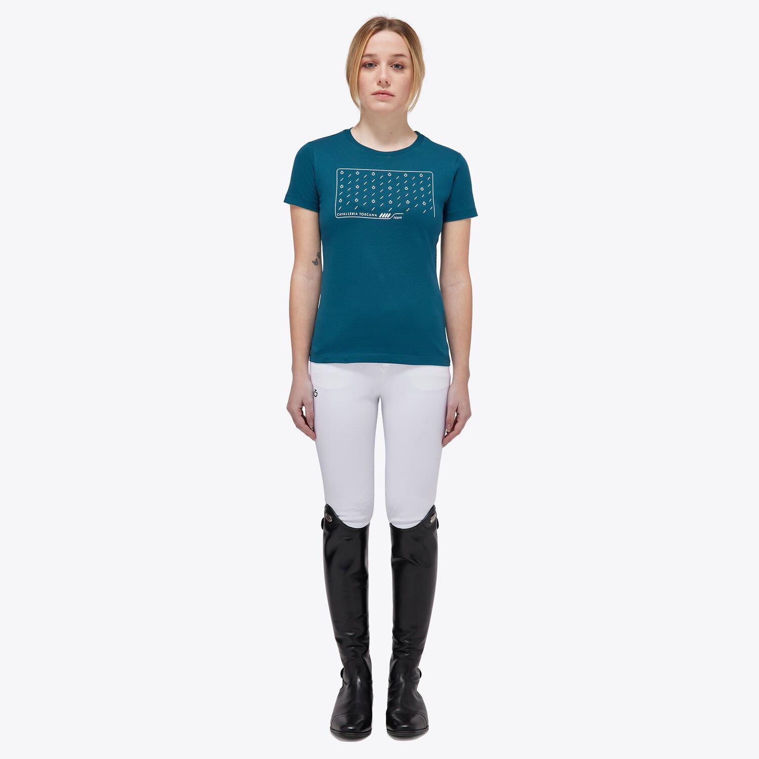 Cavalleria Toscana Girls’ cotton jersey t-shirt DEEP SEA BLUE-1