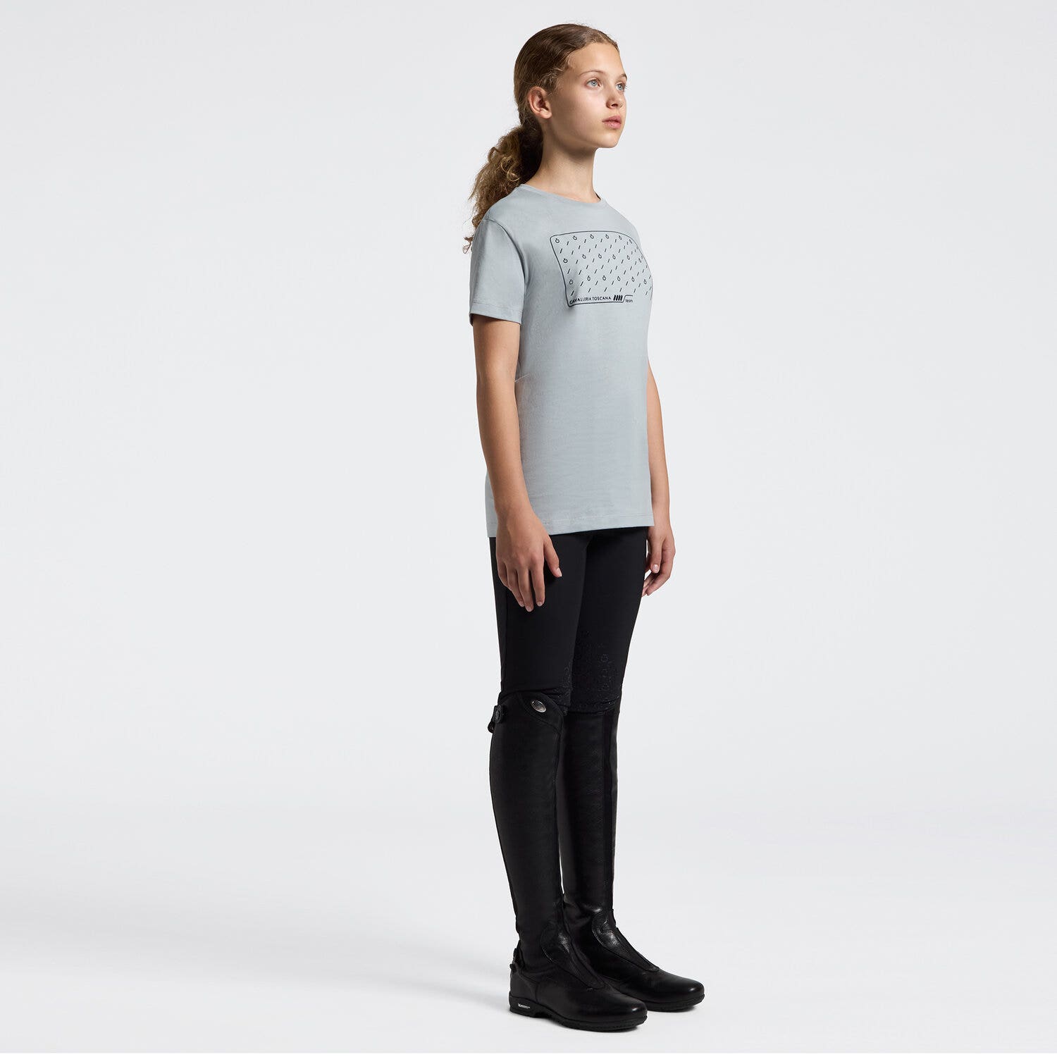 Cavalleria Toscana Girls’ cotton jersey t-shirt LIGHT GREY-1