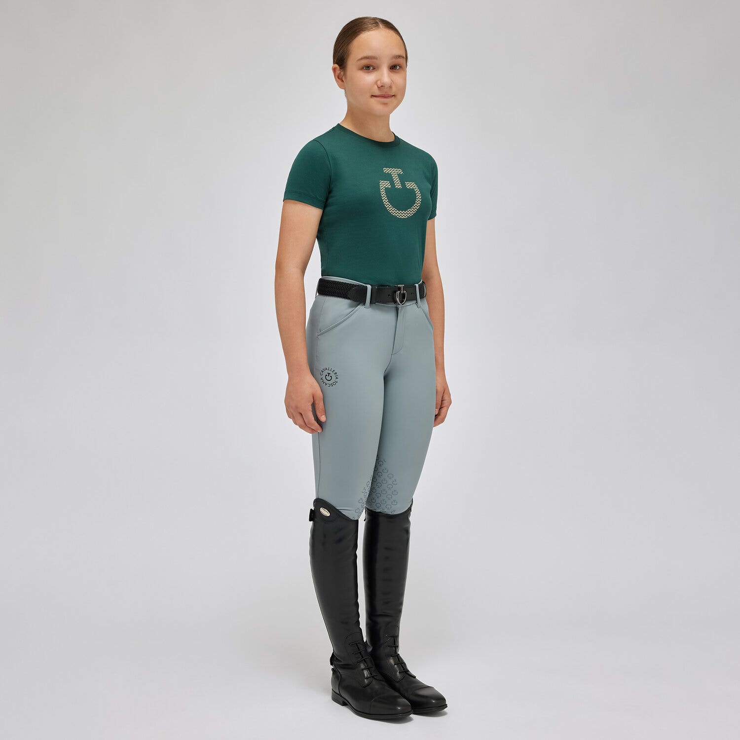 Cavalleria Toscana Girl's cotton t-shirt PETROLEUM-1