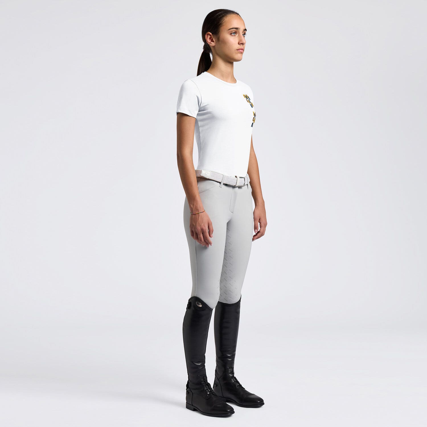 Cavalleria Toscana Cavalleria Toscana Girl's Cotton T-Shirt with Multicolor Embroidered Logo WHITE-1