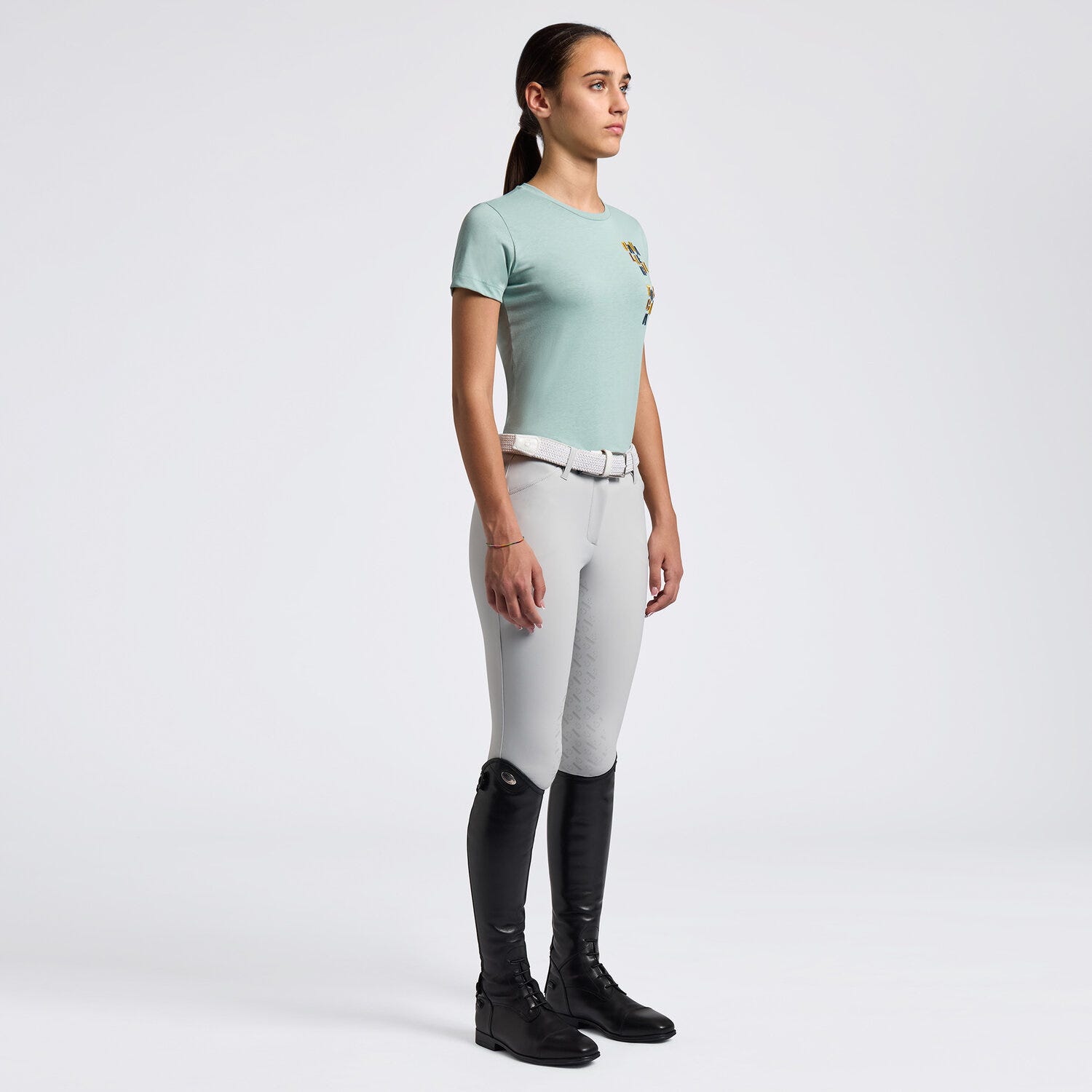 Cavalleria Toscana Girl's Cotton T-Shirt with Multicolor Embroidered Logo