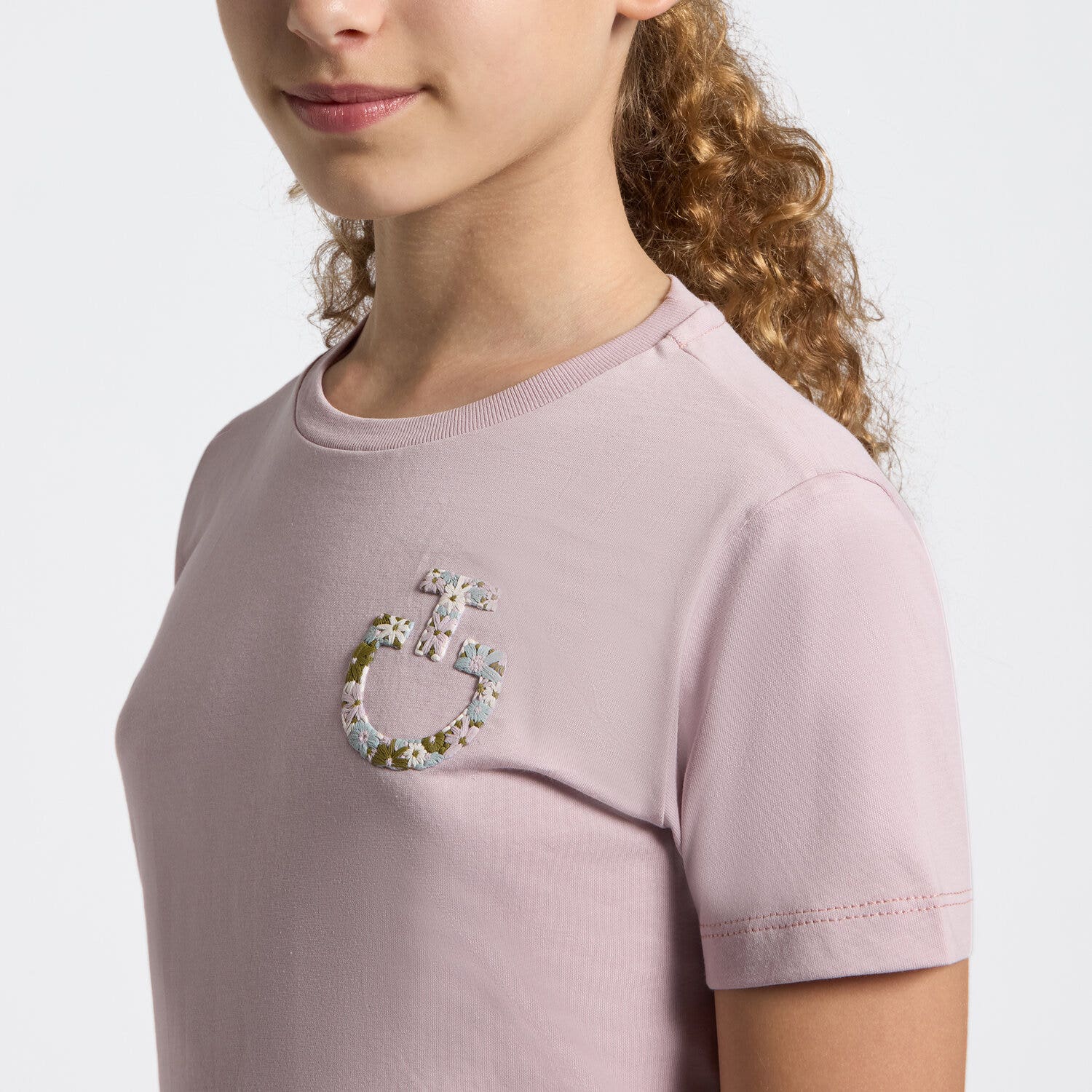 Girl's T-Shirt with Floral Embroidery | Cavalleria Toscana