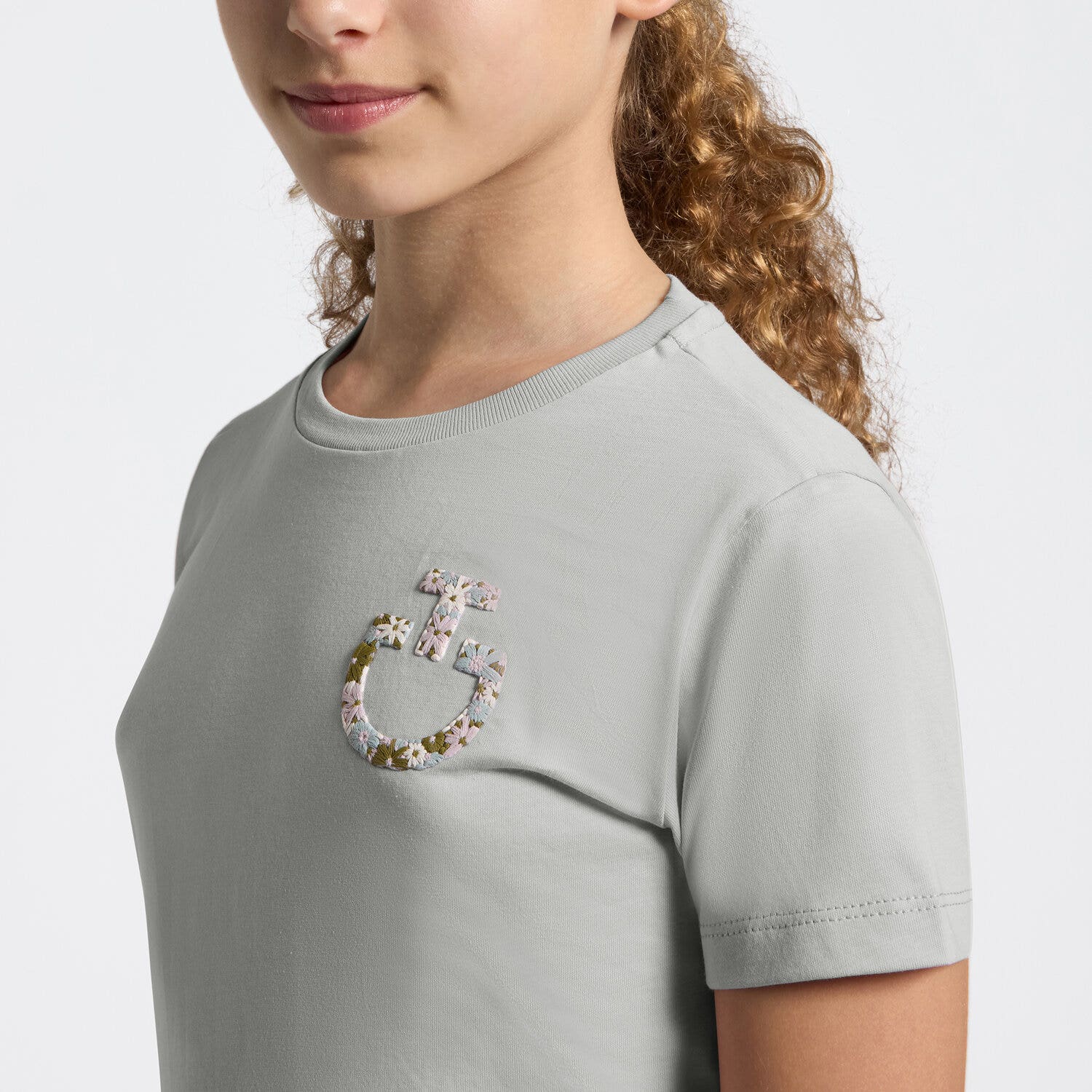 Girl's T-Shirt with Floral Embroidery | Cavalleria Toscana