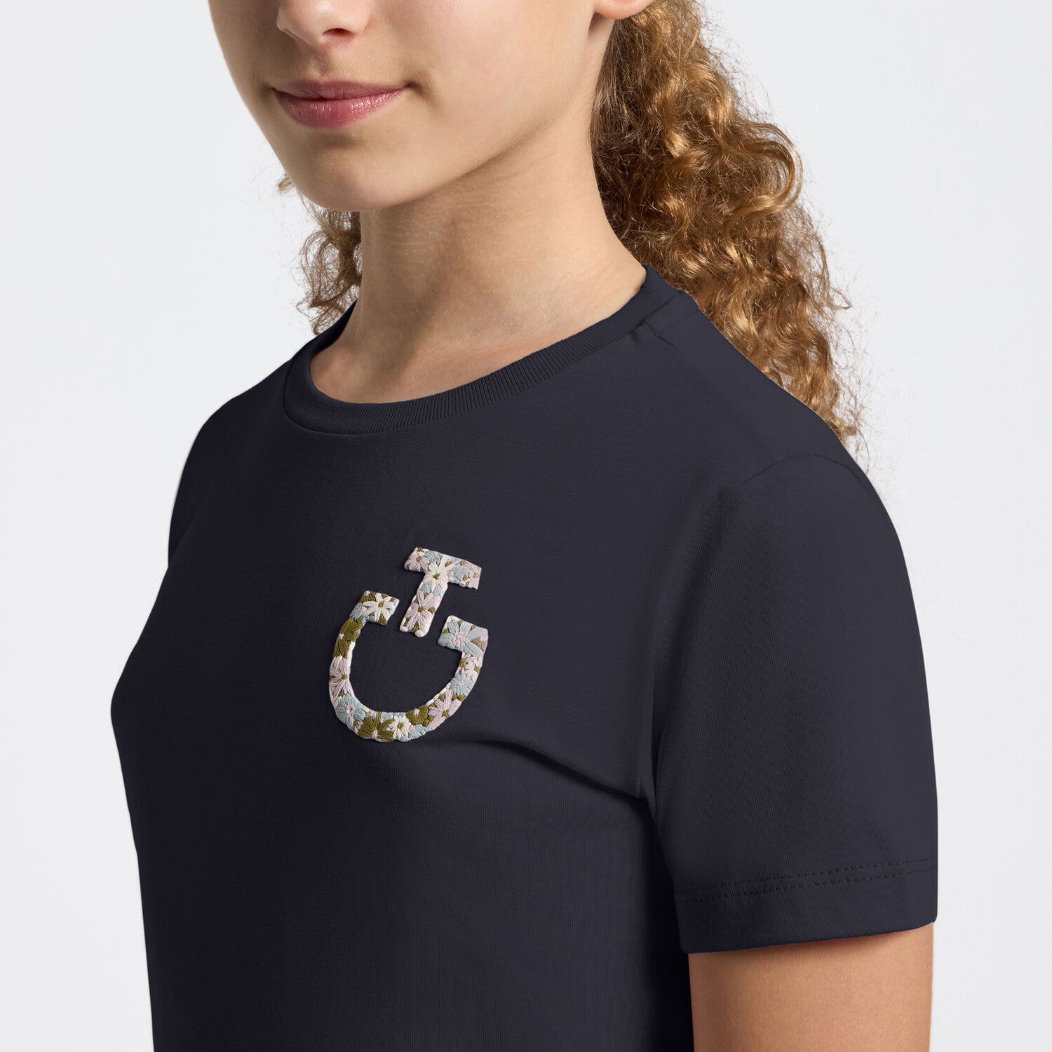 Girl's T-Shirt with Floral Embroidery | Cavalleria Toscana