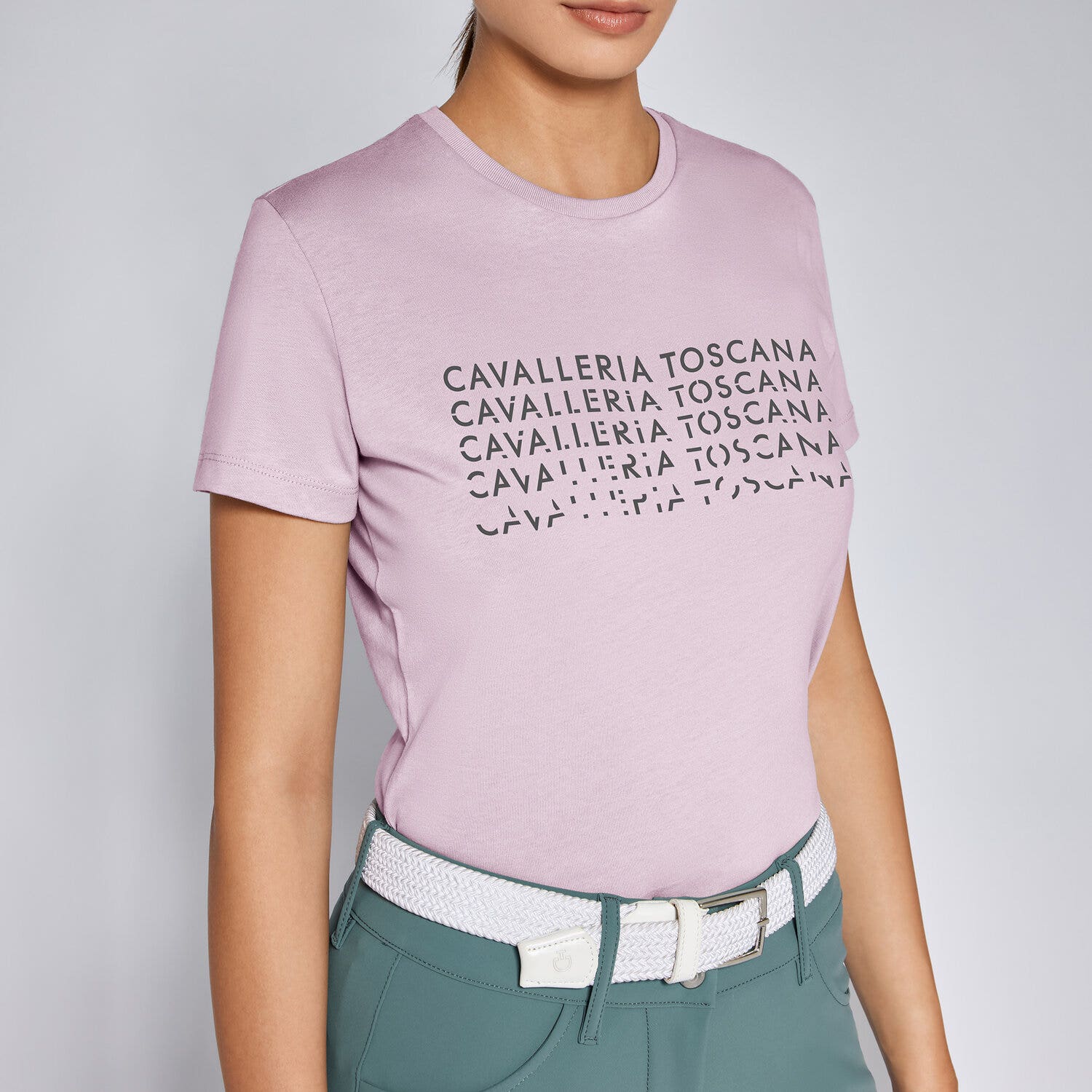 Cavalleria Toscana Women's cotton t-shirt PALE MAUVE-3