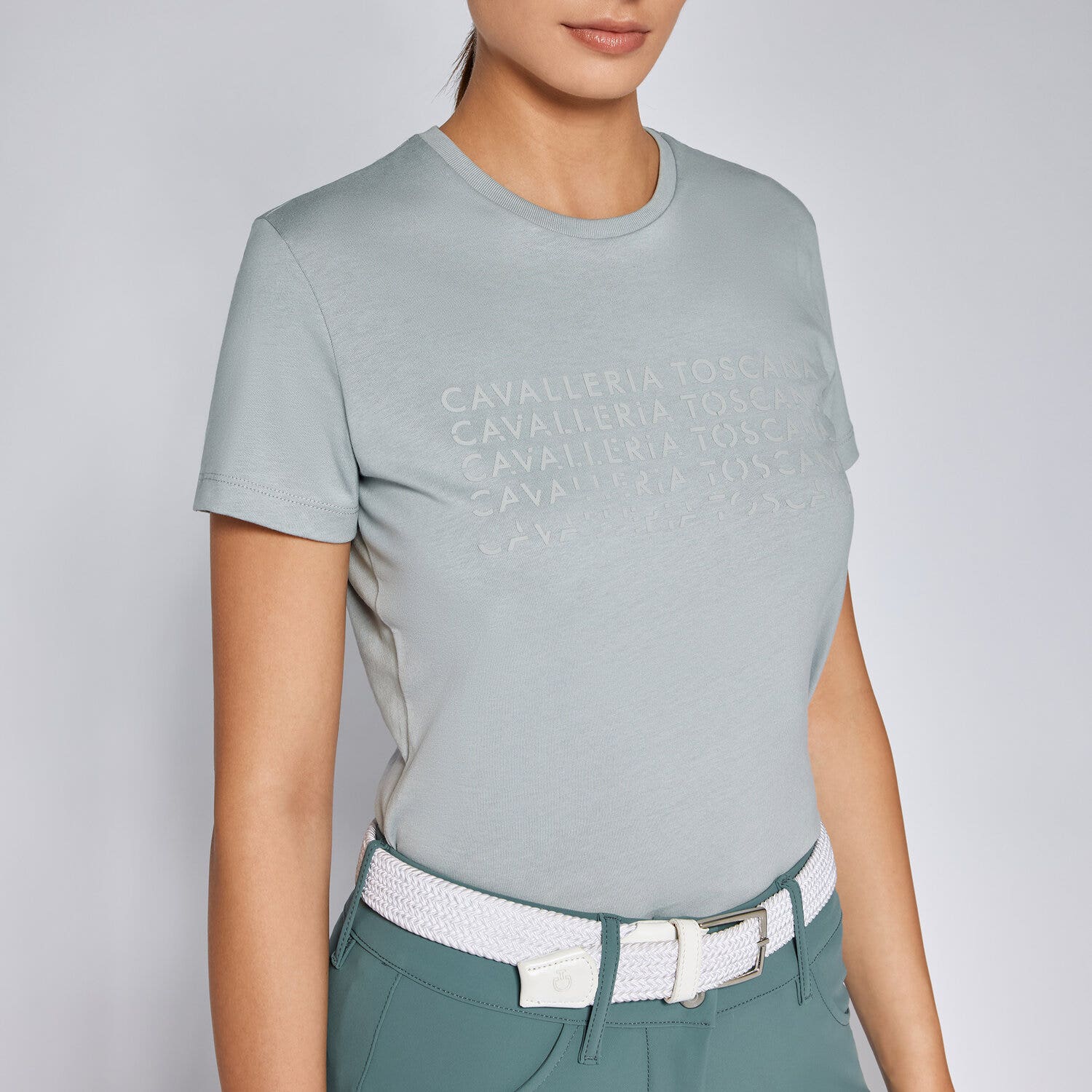 Cavalleria Toscana Women's cotton t-shirt LIGHT GREY-3