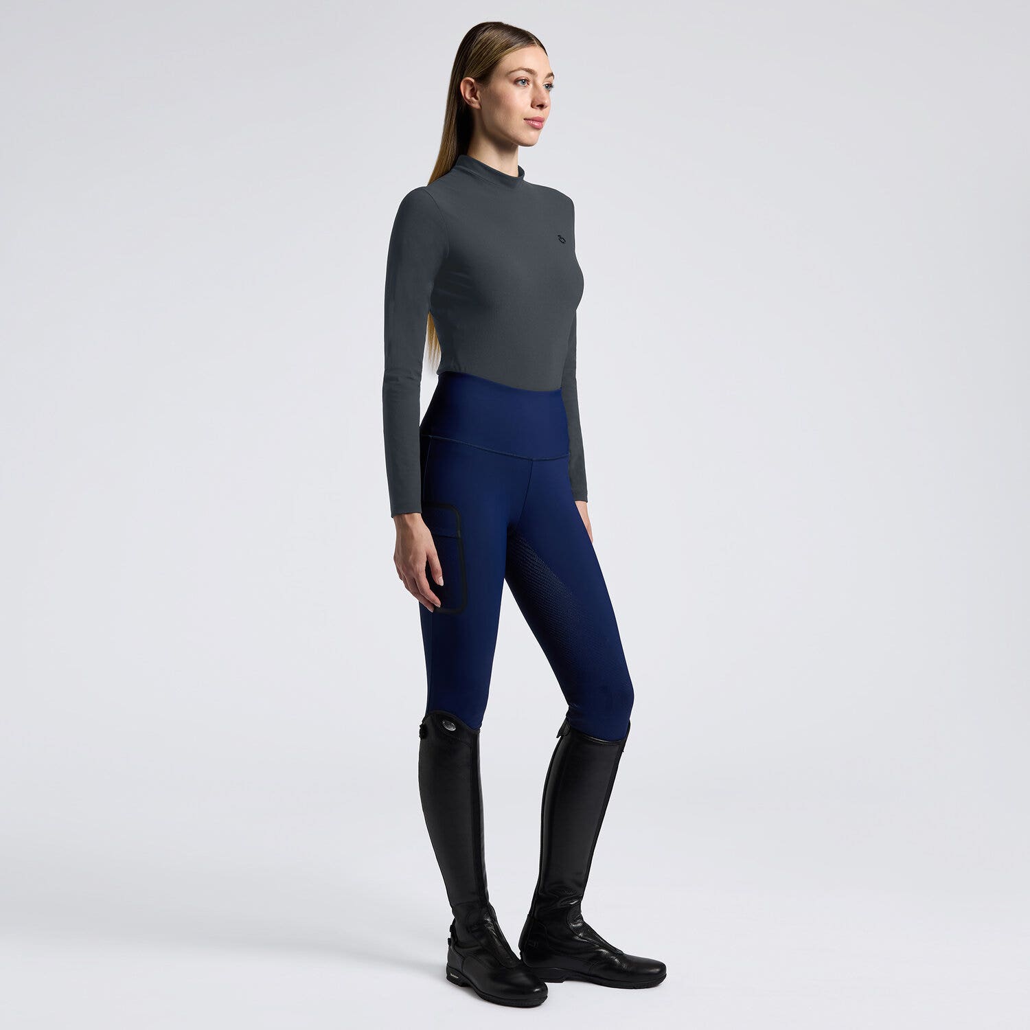 Cavalleria Toscana Women's Long Sleeve T-Shirt in Jersey with Logo | Cavalleria Toscana ANTHRACITE GREY-1