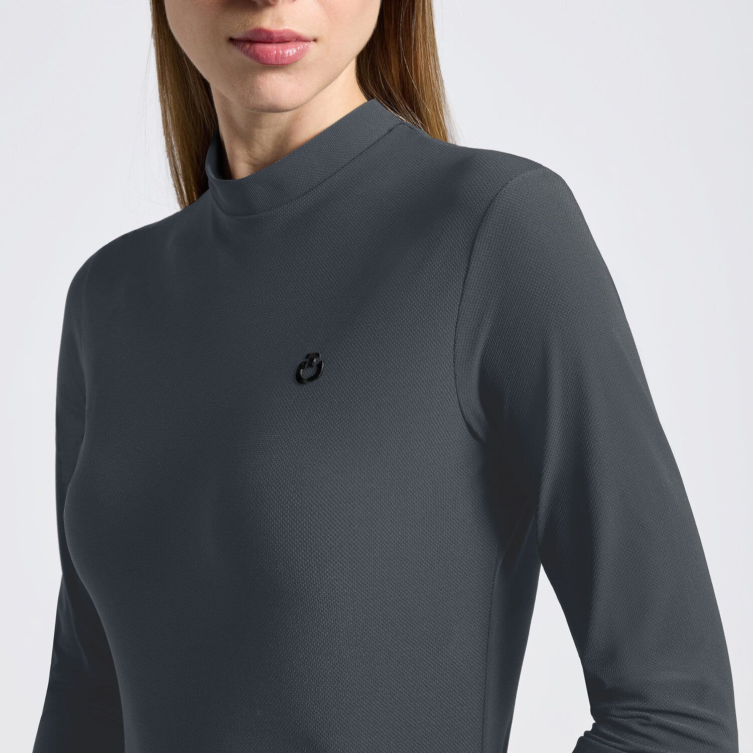 Cavalleria Toscana T-Shirt da Training in Jersey con logo a maniche lunghe da Donna | Cavalleria Toscana ANTHRACITE GREY-3