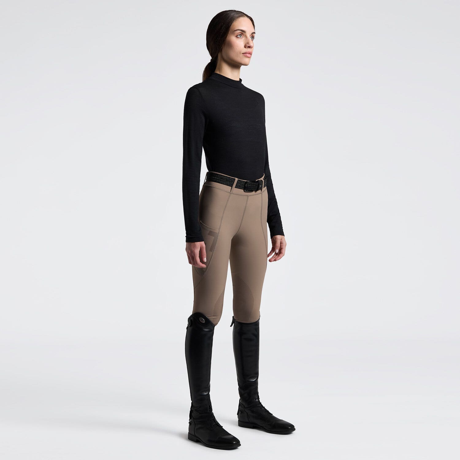 Cavalleria Toscana Cavalleria Toscana Women's Technical Wool Long Sleeve Performance T-Shirt BLACK-1