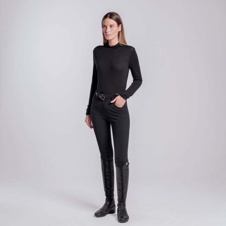 Cavalleria Toscana Maglia Tecnica da Donna Cavalleria Toscana in lana tecnica BLACK-1