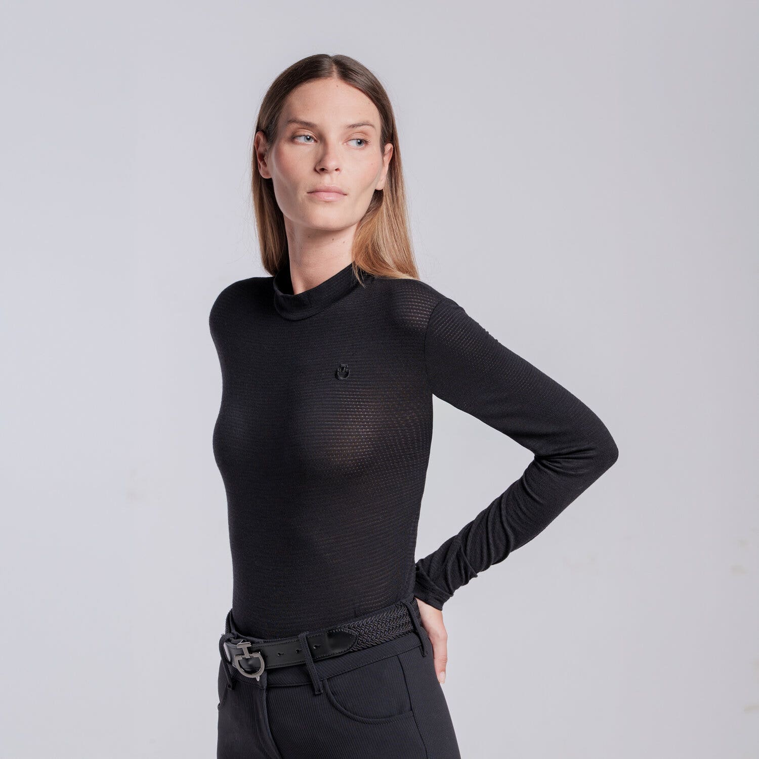 Cavalleria Toscana Maglia Tecnica da Donna Cavalleria Toscana in lana tecnica BLACK-2