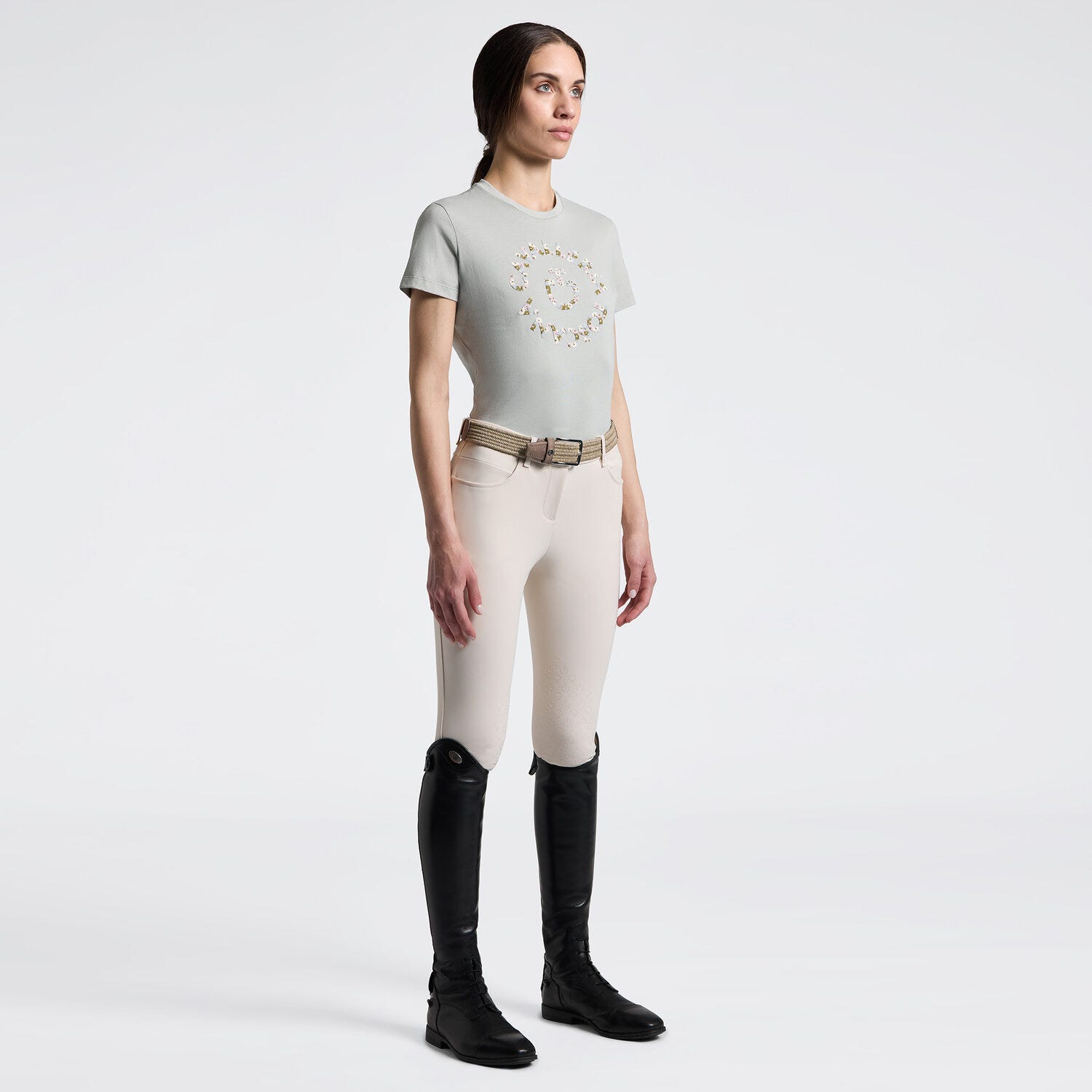 Women's T-Shirt with Floral Embroidery | Cavalleria Toscana