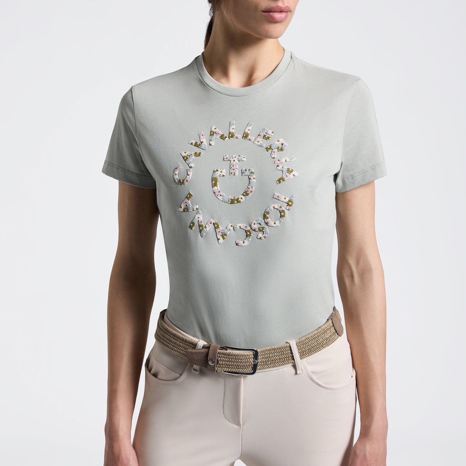 Cavalleria Toscana Women's T-Shirt with Floral Embroidery | Cavalleria Toscana BELGIAN BLOCK-3