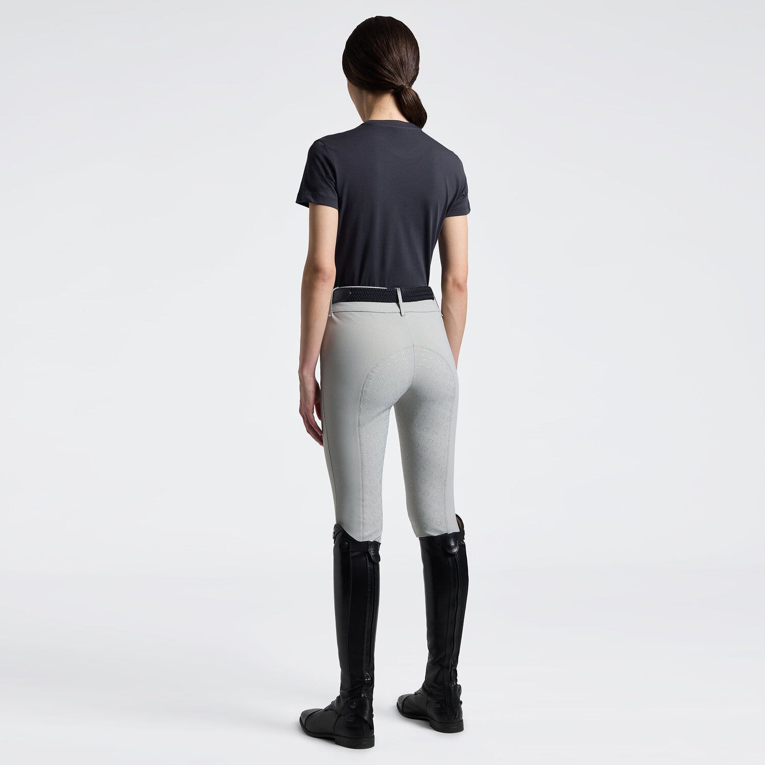 Cavalleria Toscana Women's T-Shirt with Floral Embroidery | Cavalleria Toscana CHARCOAL-2