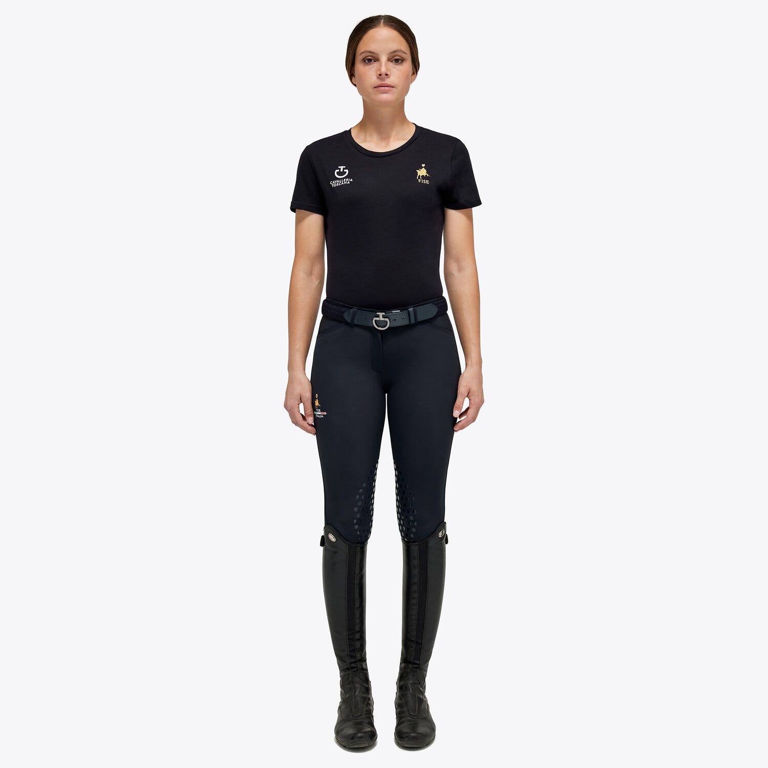 Cavalleria Toscana Cotton Women's FISE t-shirt NAVY-1