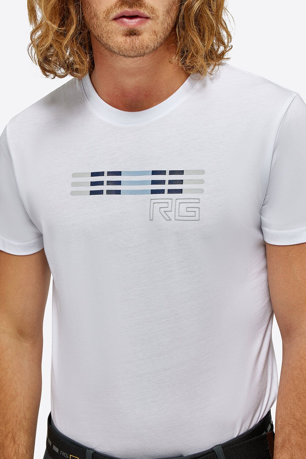 Rider's Gene Rider's Gene man Triple Bar Cotton T-Shirt WHITE-2