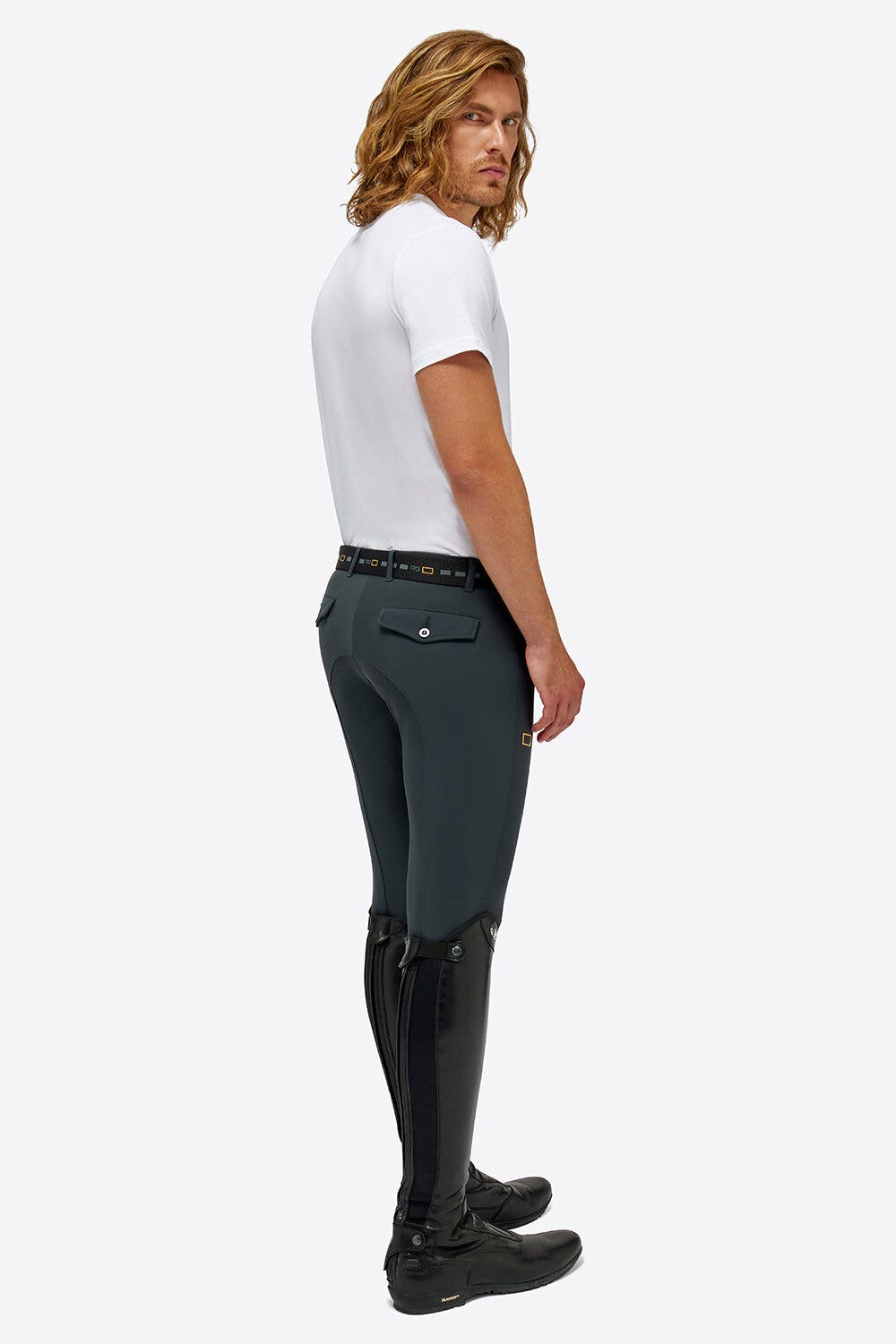 Rider's Gene Rider's Gene man Triple Bar Cotton T-Shirt WHITE-3