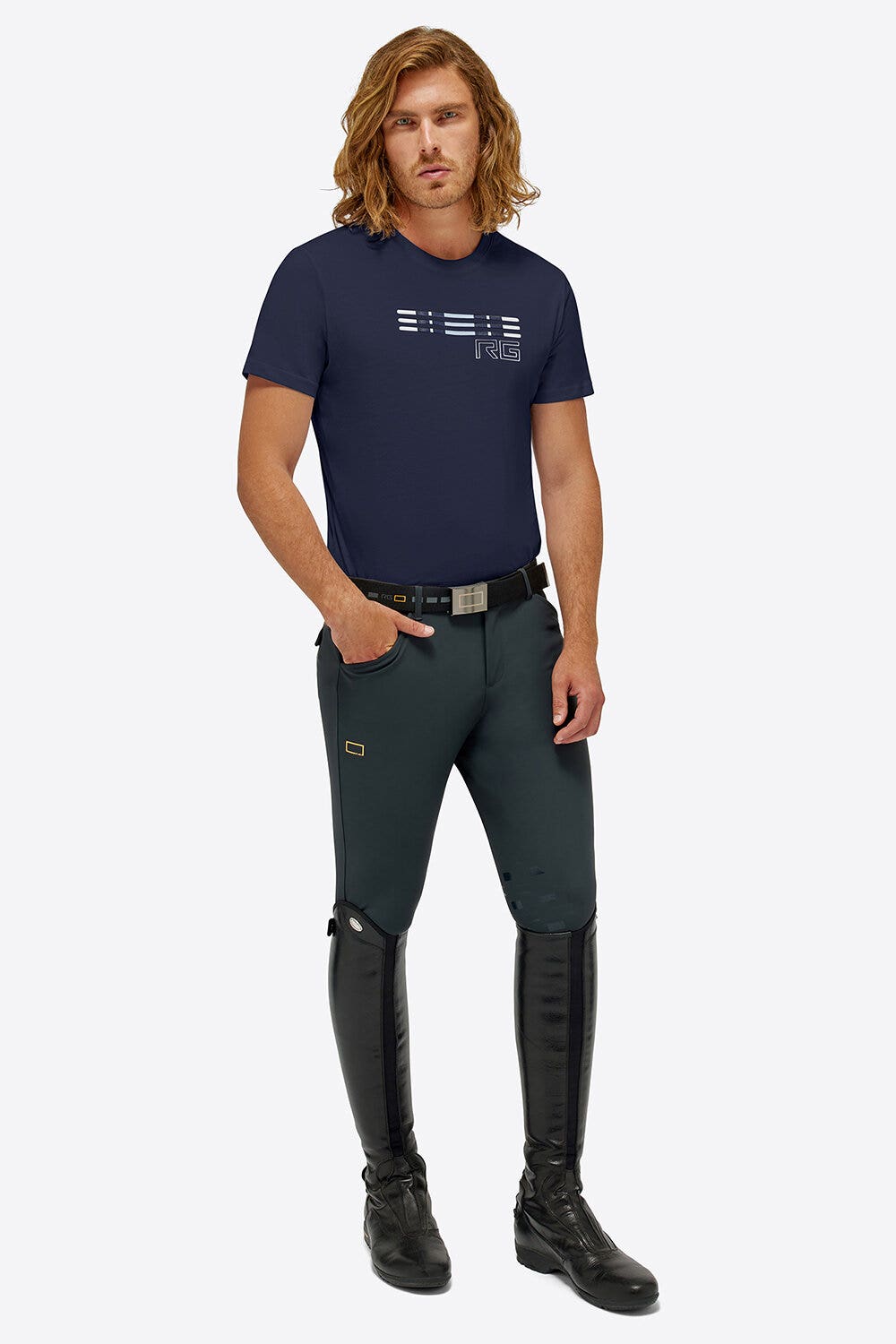 Rider's Gene Rider's Gene man Triple Bar Cotton T-Shirt ROYAL BLUE-1