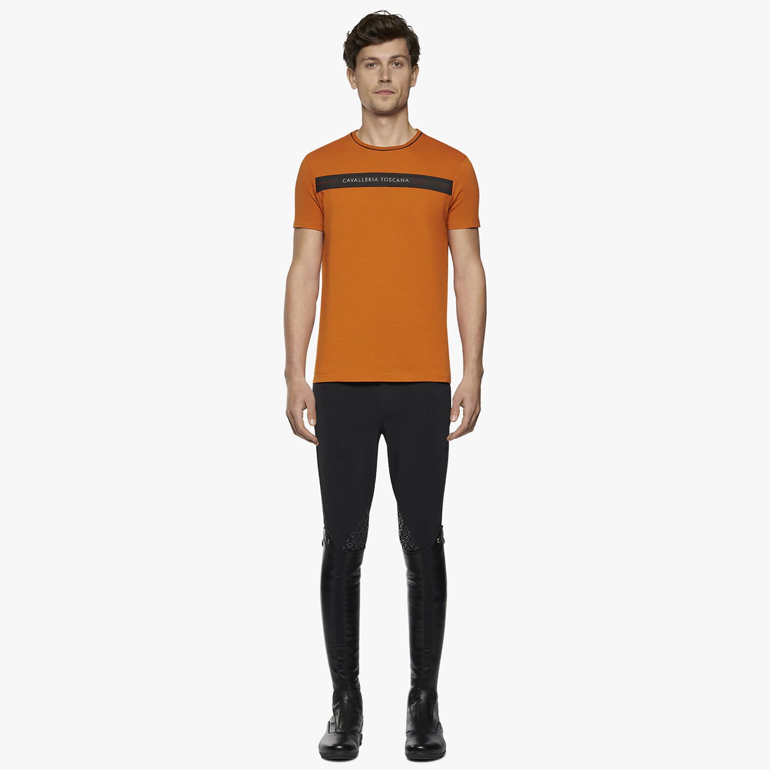 Cavalleria Toscana Men's CT Team Cotton T-Shirt ORANGE-1