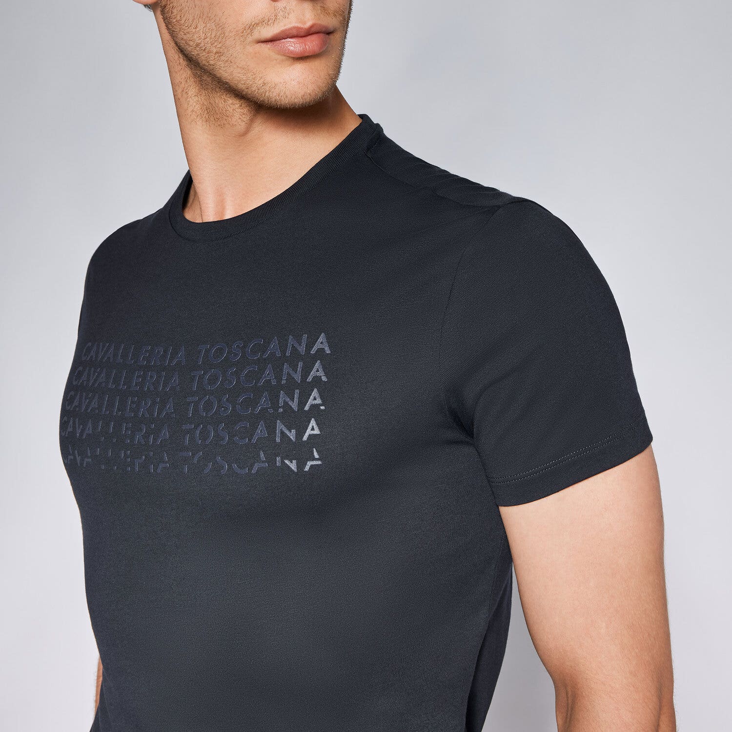 Cavalleria Toscana Men's cotton t-shirt NAVY-3