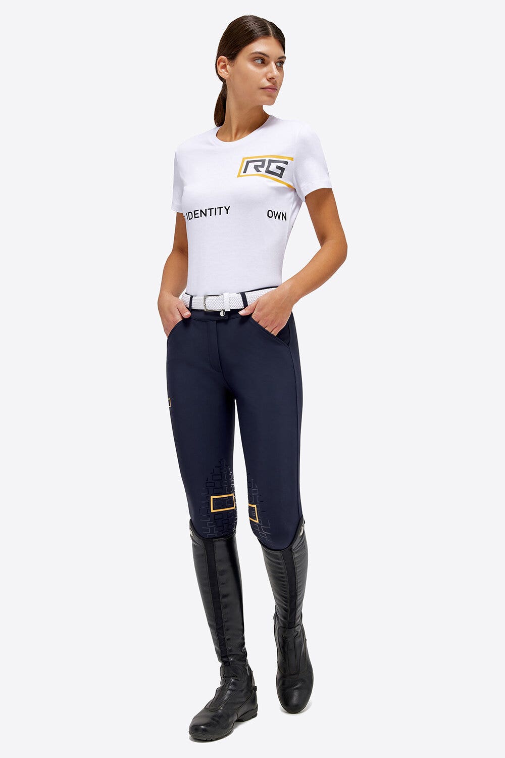 Rider's Gene T-shirt di cotone donna con logo RG WHITE-5