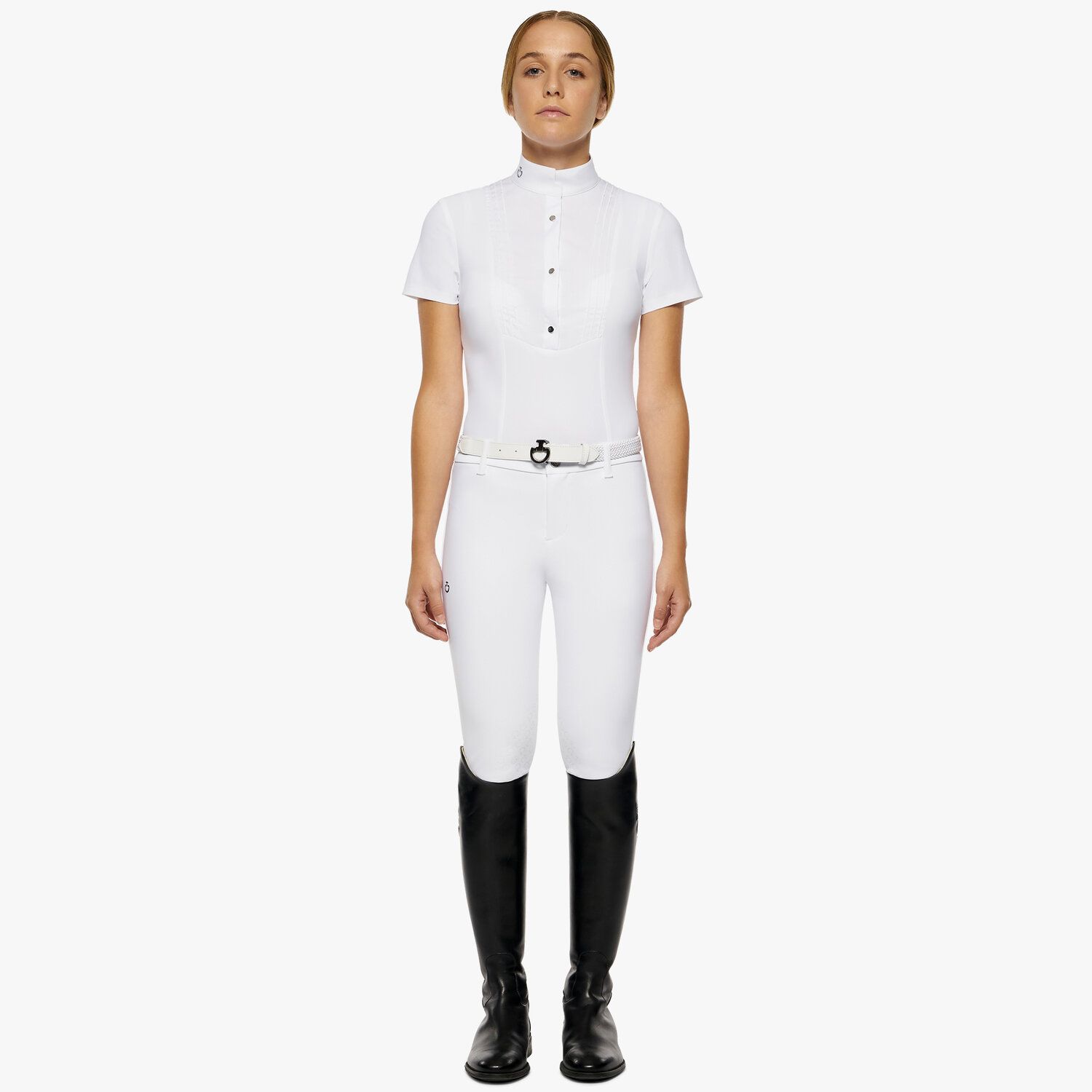 Cavalleria Toscana Girl's short-sleeved shirt WHITE-2