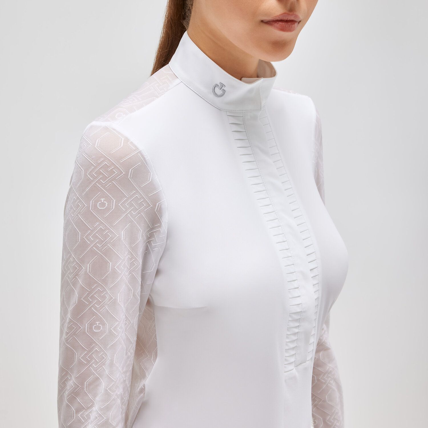 Cavalleria Toscana Women’s jersey show shirt WHITE/KNIT-3