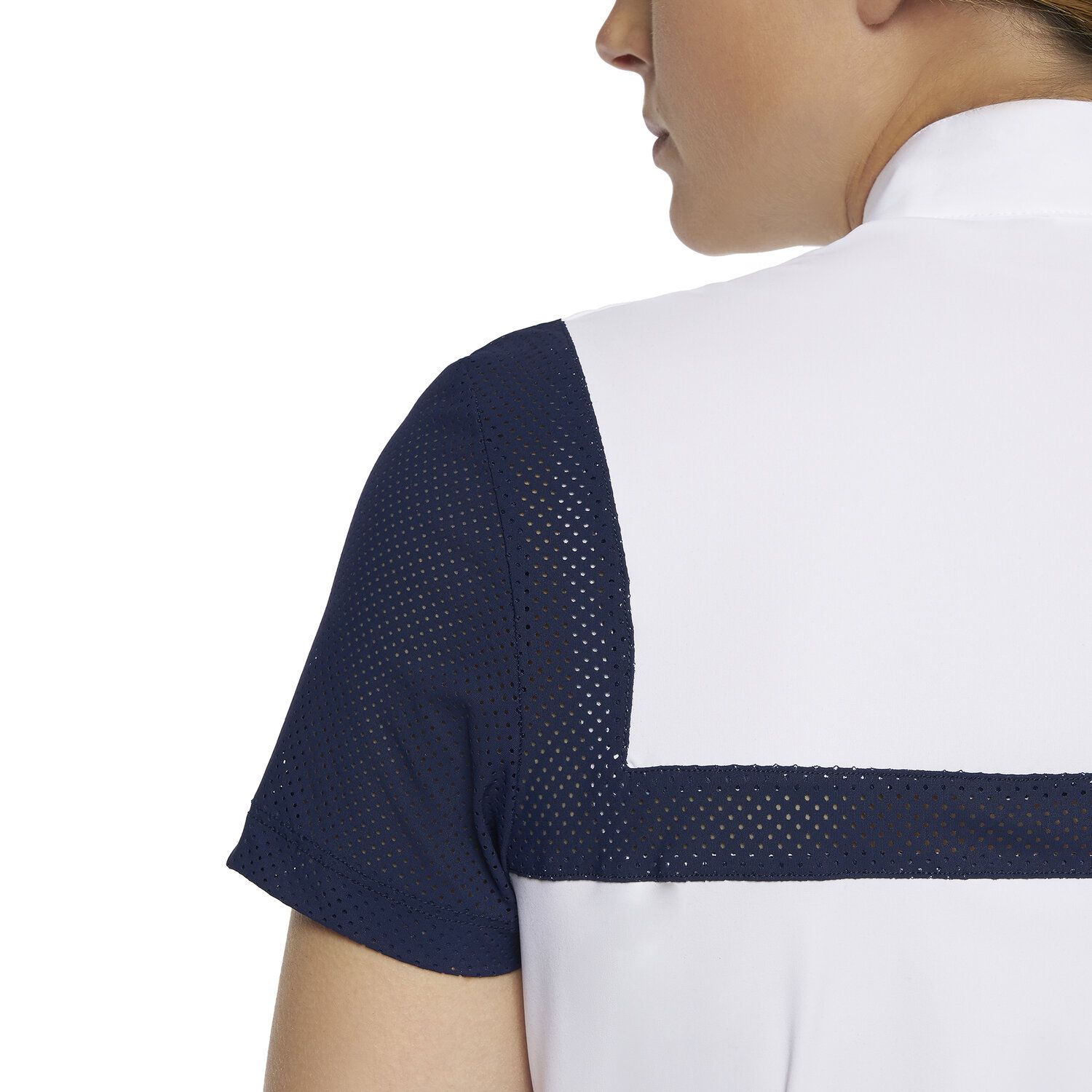 Cavalleria Toscana Short-sleeved shirt with perforated insert WHITE/ROYAL BLUE-4