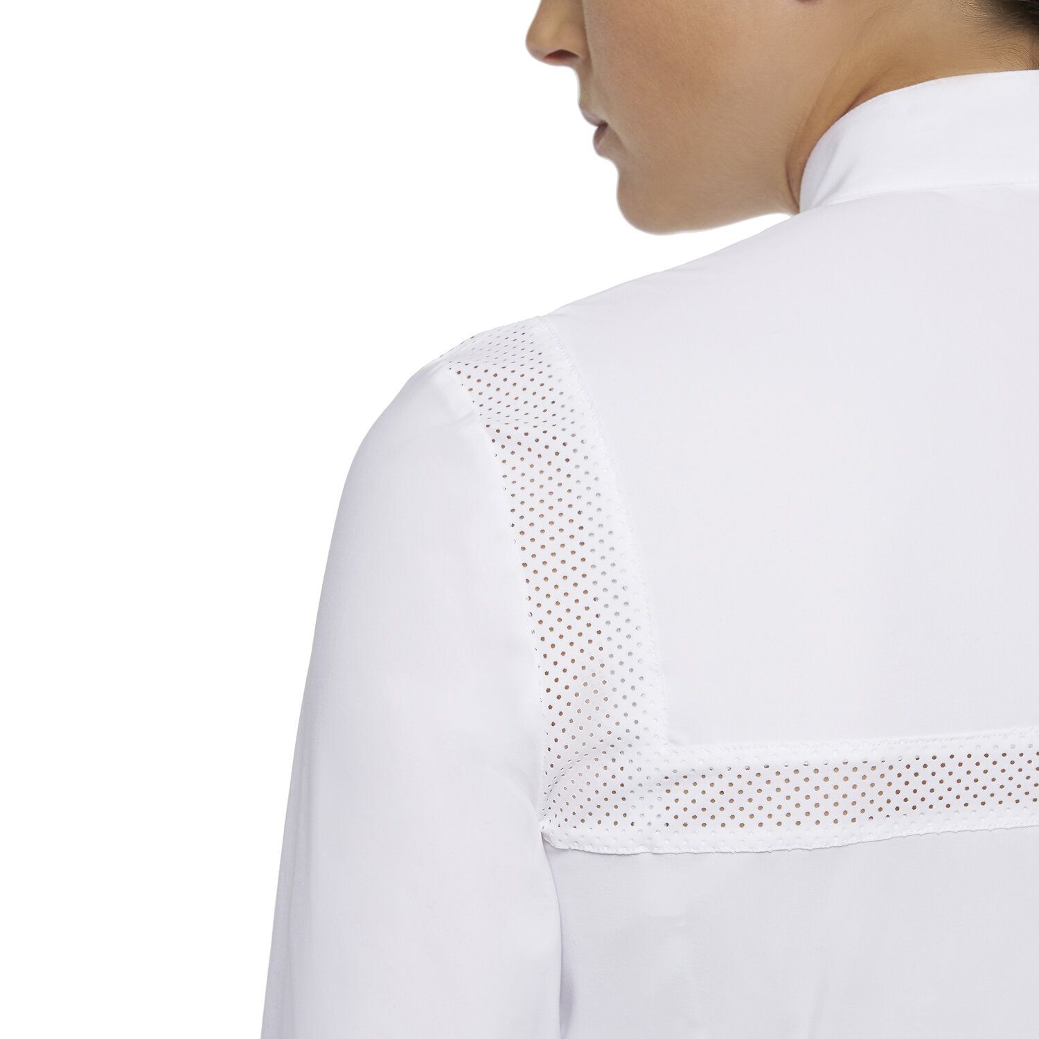 Cavalleria Toscana Long-sleeved shirt with perforated insert WHITE/KNIT-5