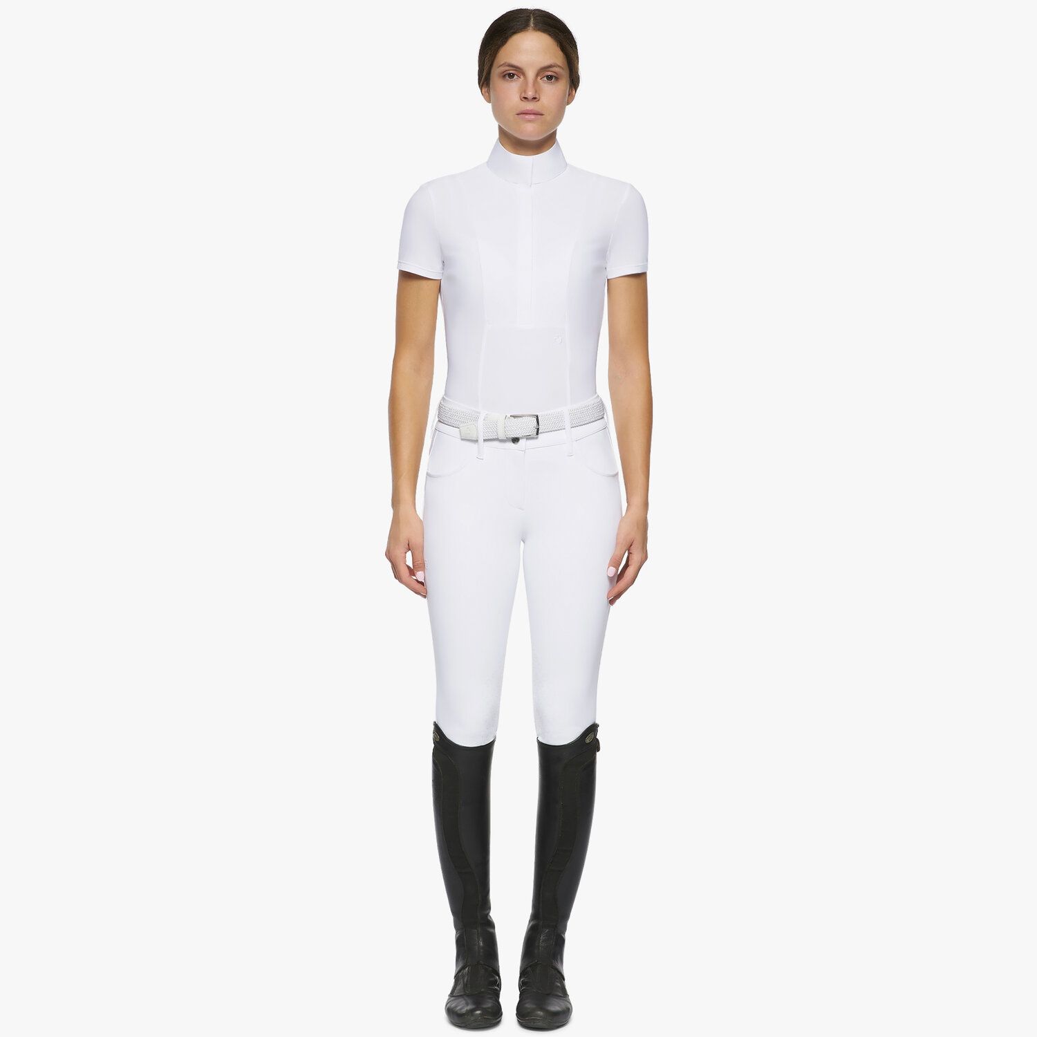 Cavalleria Toscana Women's short-sleeved shirt WHITE-1