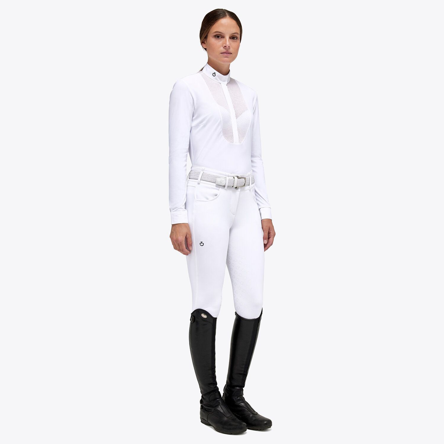 Cavalleria Toscana Women’s jersey and poplin shirt WHITE/KNIT-2