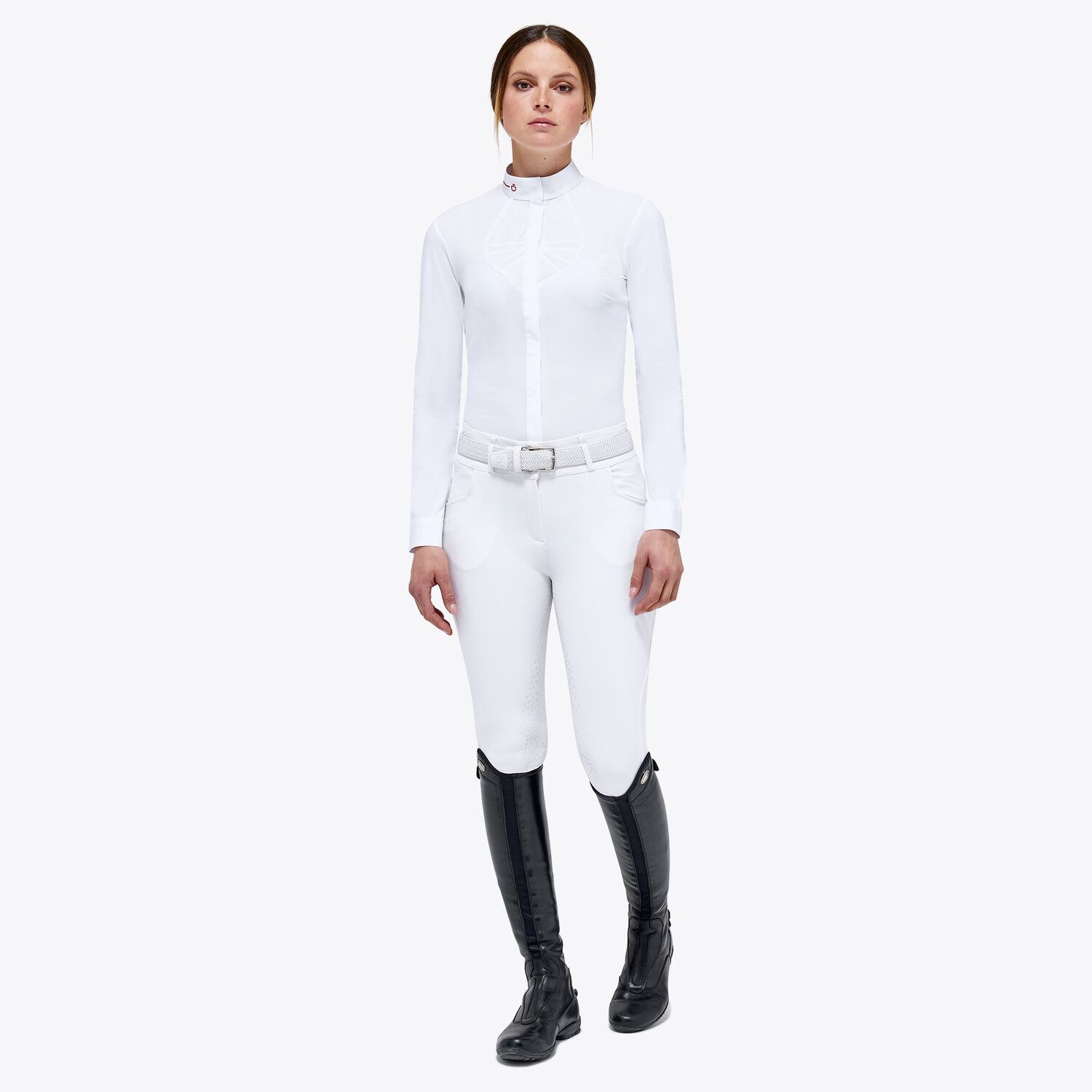 Cavalleria Toscana Women’s jersey mesh shirt WHITE-3