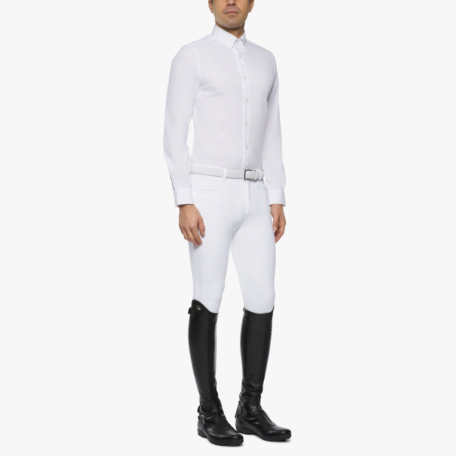 Cavalleria Toscana Men's button-down long-sleeved shirt WHITE-2