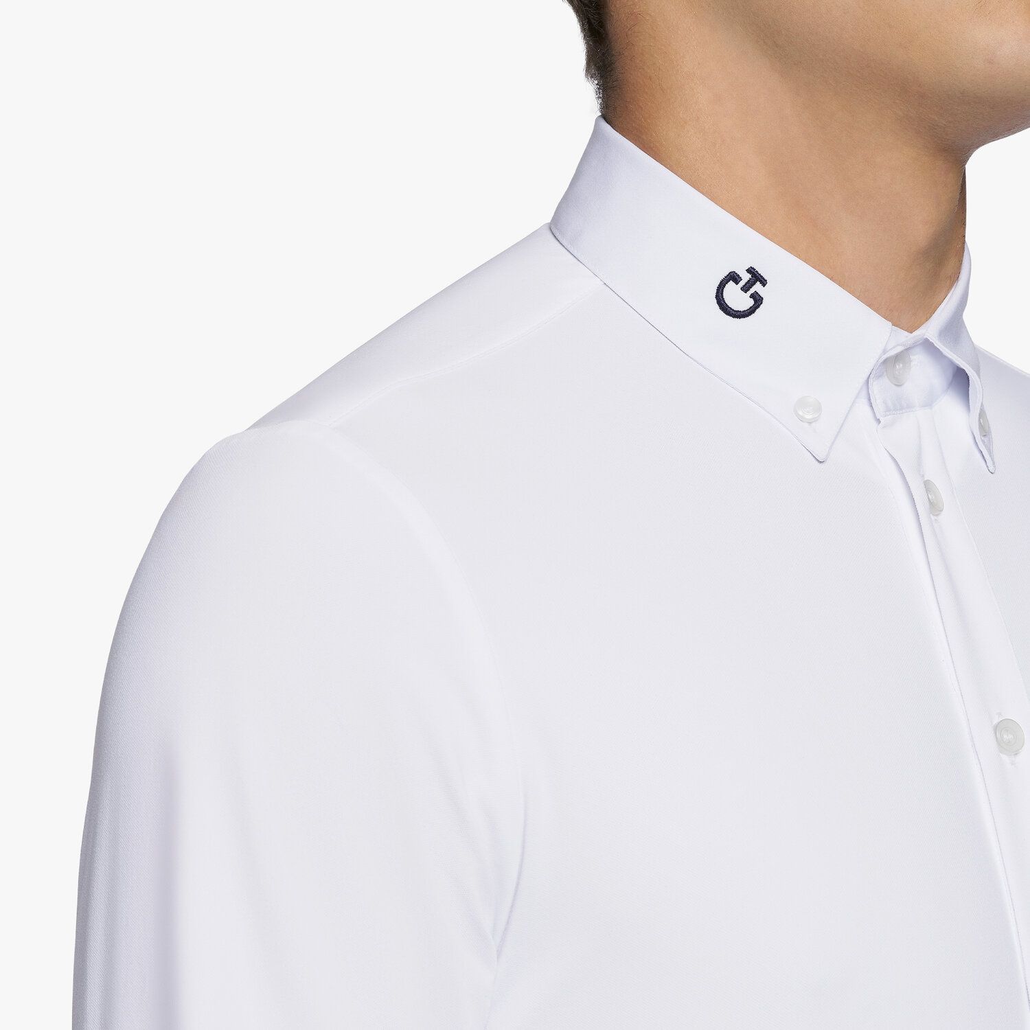 Cavalleria Toscana Men's button-down long-sleeved shirt. WHITE-4