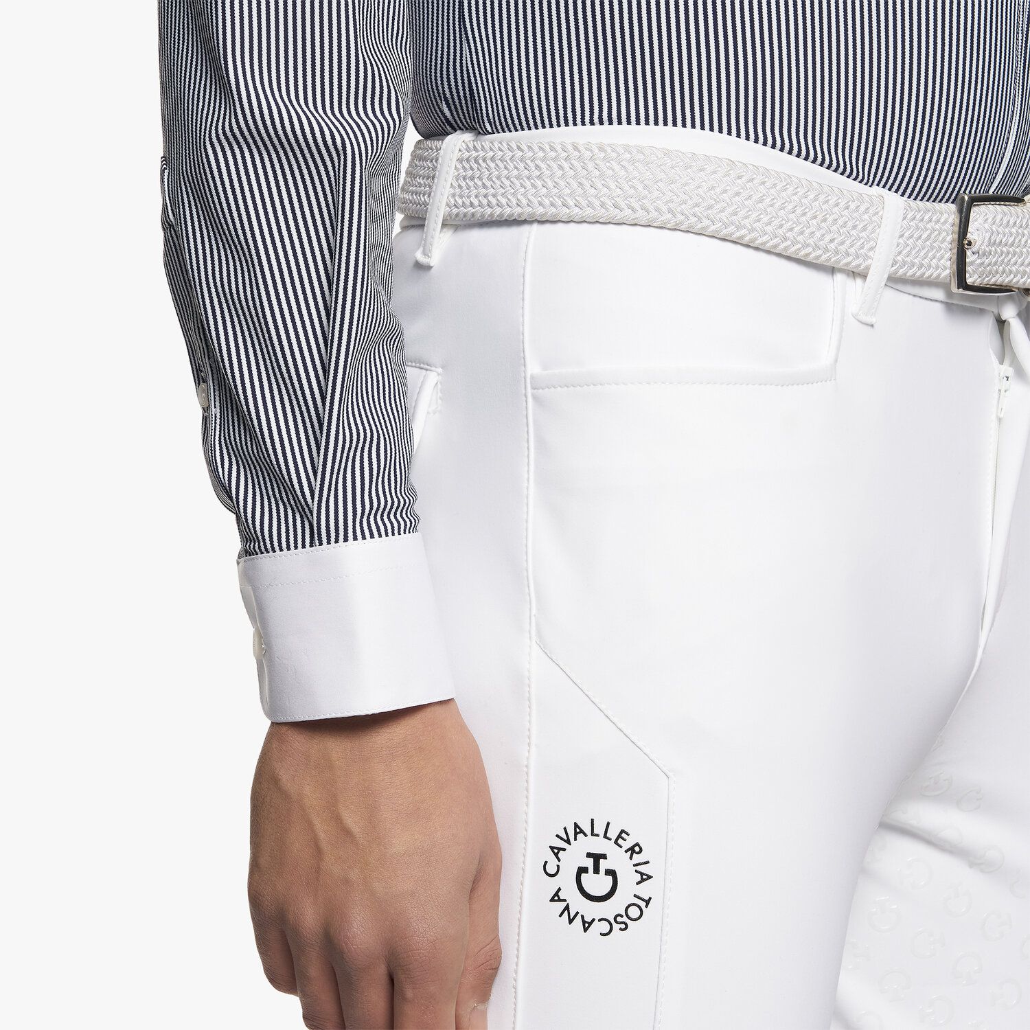 Cavalleria Toscana Men's button-down long-sleeved shirt. WHITE/BLACK LINE-4