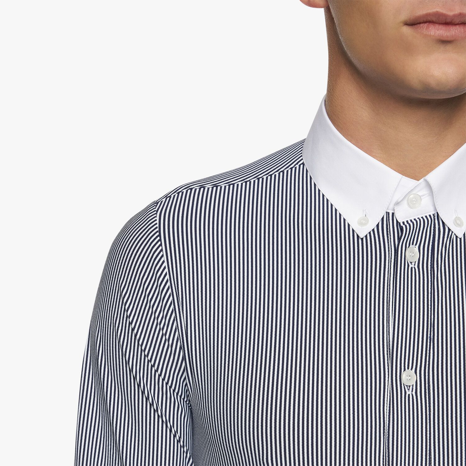 Cavalleria Toscana Men's button-down long-sleeved shirt. WHITE/BLACK LINE-2