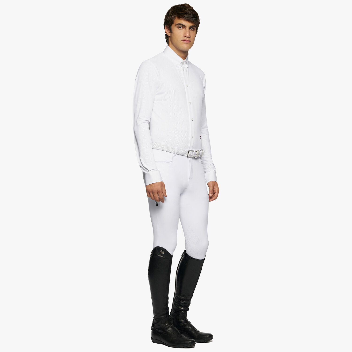 Cavalleria Toscana Men's button-down long-sleeved shirt. WHITE-2