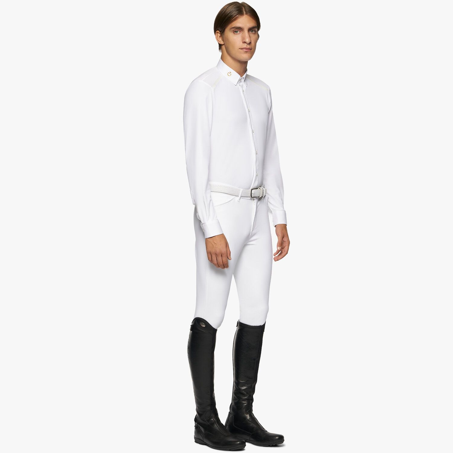 Cavalleria Toscana Men’s shirt in poplin and performance mesh WHITE-2