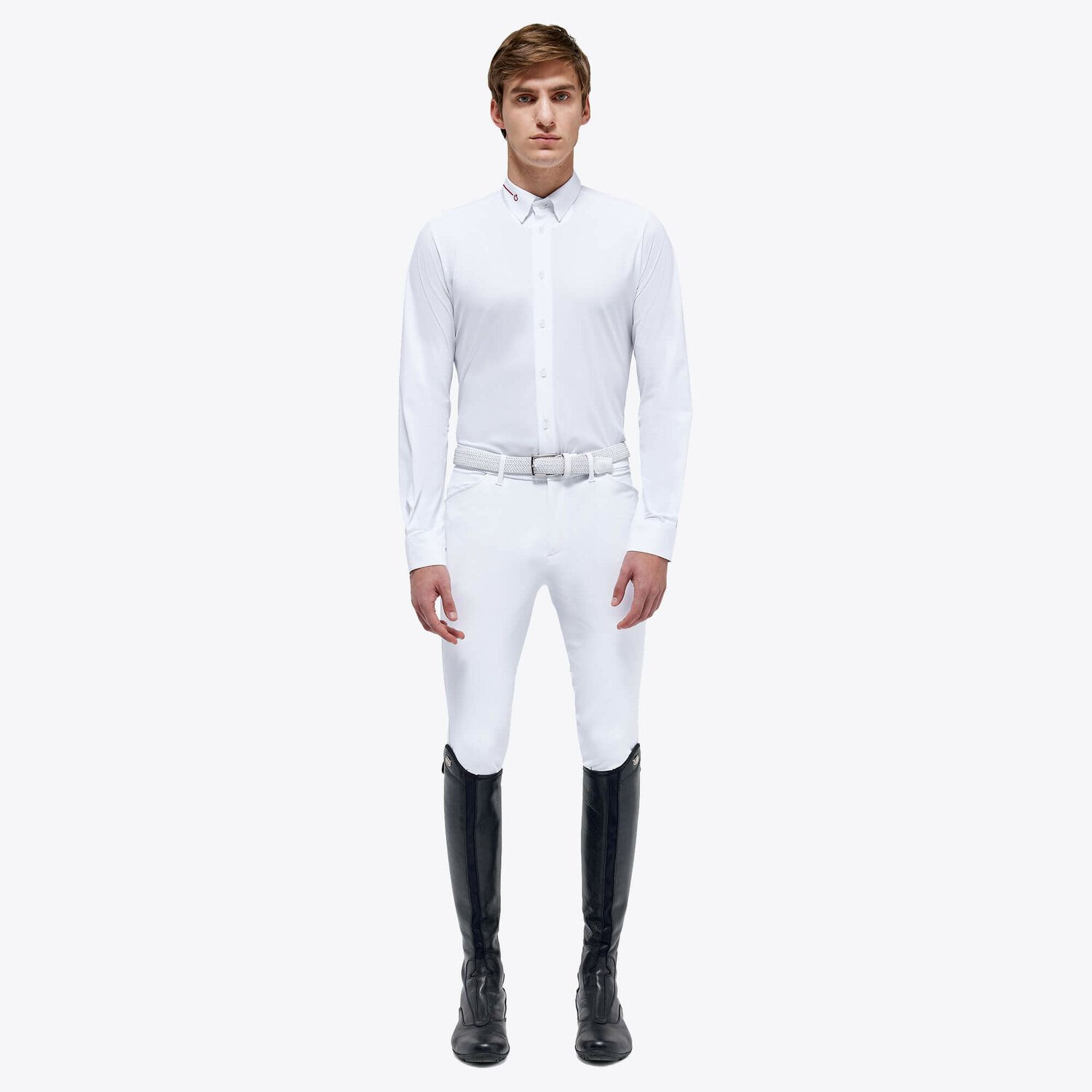 Cavalleria Toscana Men’s jersey mesh shirt WHITE-1