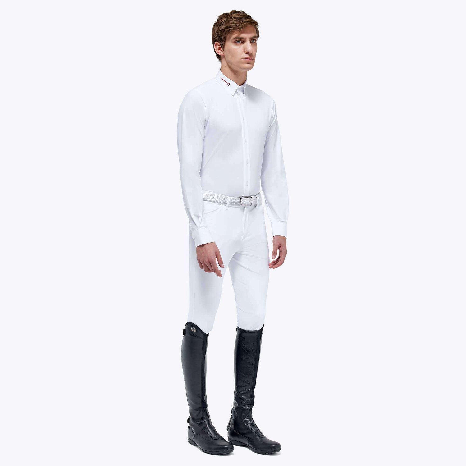 Cavalleria Toscana Men’s jersey mesh shirt WHITE-2