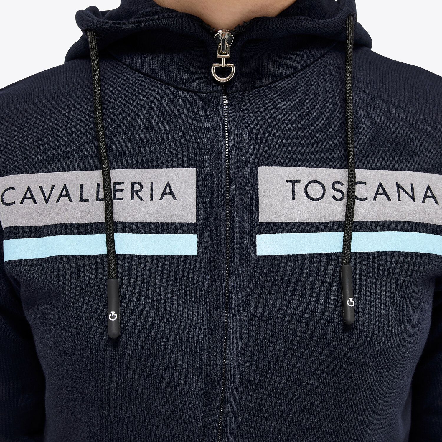 Cavalleria Toscana Girls’ cotton sweatshirt with a flocked print NAVY-3
