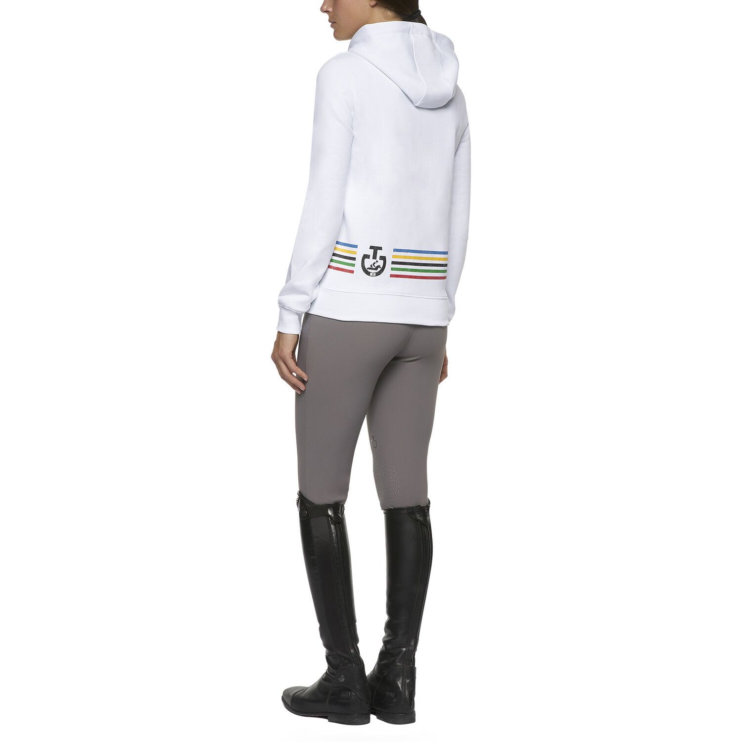 Cavalleria Toscana Women's Sweatshirt with a Hoodie WHITE-3