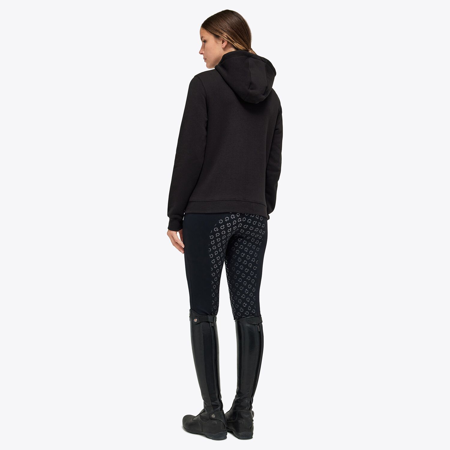 Cavalleria Toscana Women’s cotton sweatshirt with a zip BLACK-2